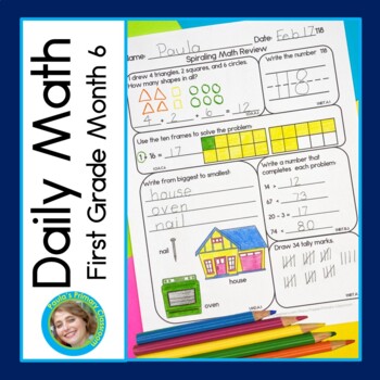 Preview of 1st Grade Daily Math Spiral Review Warm Up Morning Work February | Early Spring