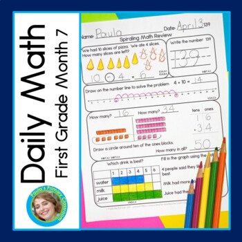 Preview of 1st Grade Daily Math Spiral Review Warm Up Morning Work March Spring Time