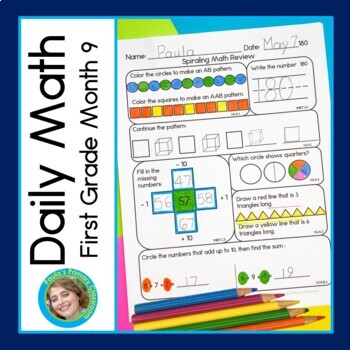 Preview of First Grade End of the Year Math Review Warm Ups Morning Work for May & June
