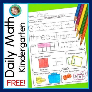 Preview of Kindergarten Daily Math Spiral Review Warm Ups Practice Morning Work FREE Week