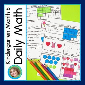 Preview of Kindergarten Daily Math Spiral Review Warm Ups Practice Morning Work February