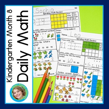 Preview of Kindergarten Daily Math Spiral Review Warm Ups Practice Morning Work April