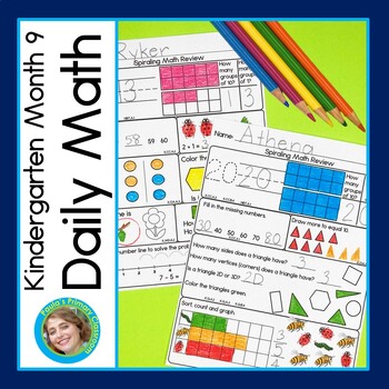 Preview of Kindergarten Daily Math Spiral Review Warm Ups Practice Morning Work May EOY