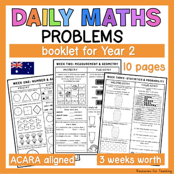 Preview of Daily Maths Problems Booklet - YEAR 2