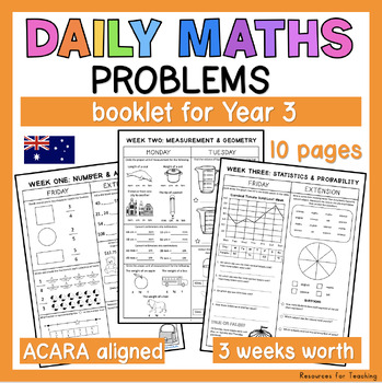 Preview of Daily Maths Problems Booklet - YEAR 3