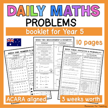 Preview of Daily Maths Problems Booklet - YEAR 5