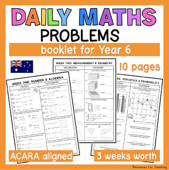 Preview of Daily Maths Problems Booklet - YEAR 6