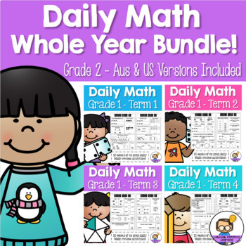 Preview of Daily Math Review 1st Grade WHOLE YEAR BUNDLE! (Aus & US Version)