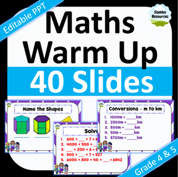 Preview of Daily Maths Warm Up | Grade 4 & 5 | NO PREP | #hotdeals