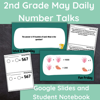 Preview of Daily May Number Talks | Math Warm-Up Google Slides and Student Notebook