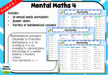 daily mental maths 4 grade 6 7 no prep hotdeals by slambo resources