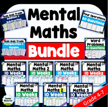 Preview of Daily Mental Maths Classroom Bundle | Full Year! | Grades 4, 5, 6 & 7 | NO PREP