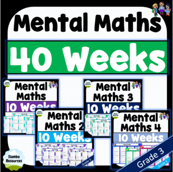 Preview of Daily Mental Maths Bundle | Grade 3 | FULL YEAR | NO PREP