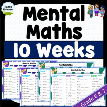 Preview of Daily Mental Maths | Grade 6 & 7 | NO PREP | #hotdeals