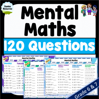 Preview of Daily Mental Maths | Grade 6 & 7 | NO PREP | #hotdeals