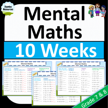 Preview of Daily Mental Maths | Grade 7 & 8 | NO PREP
