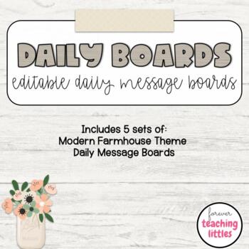 Preview of Daily Message Boards | Morning Meeting Message | Modern Farmhouse | EDITABLE