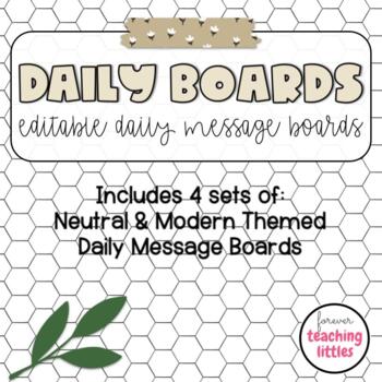 Preview of Daily Message Boards | Morning Meeting Message | Neutral Modern Theme | EDITABLE