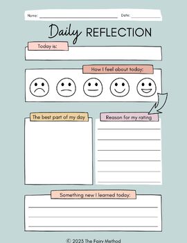 Daily Mindful Reflection by The Fairy Method | TPT