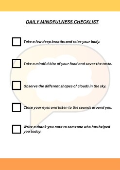 Daily Mindfulness Checklist by EduAxel | TPT