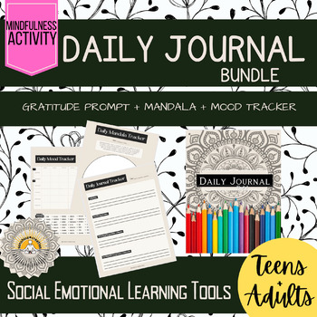 Preview of Daily Mindfulness Journal | Gratitude Prompt, Mandala, Mood Track activity | SEL