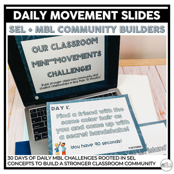 Preview of Daily Mini-Movement Challenge Slides | SEL + MBL Community Builder Activity