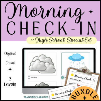 Preview of Daily Morning Check In | SPED Morning Meeting Warmup Digital & Print BUNDLE