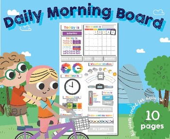 Preview of Daily Morning Circle Time Board, EDITABLE, Pre/Kinder, Homeschool, Calendar,