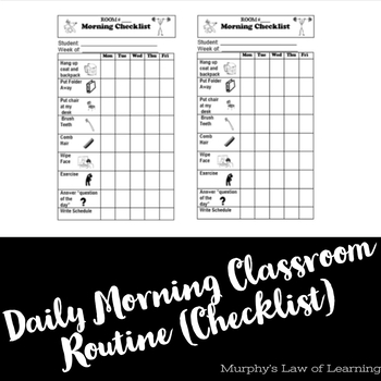 Preview of Daily Morning Classroom Routine Checklist (EDITABLE)