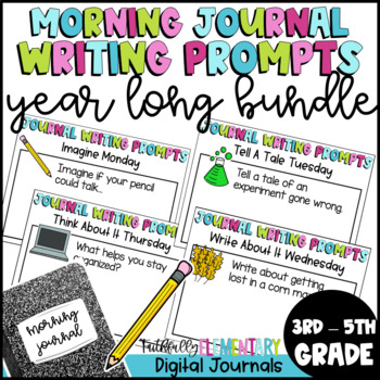 Preview of Daily Morning Journal Writing Prompts Whole Year Bundle