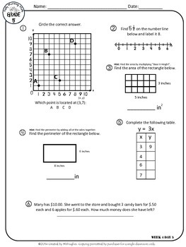 Daily Morning Math Grade 5 {Weeks 1-4} by Created by MrHughes | TPT