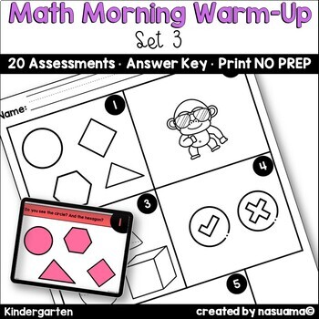 Preview of Daily Morning Math Warm Up - Kindergarten - Google Slides and Register Sheet (3)