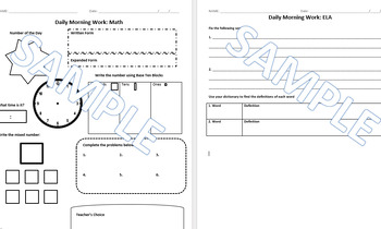 Preview of Daily Morning Math Work EDITABLE