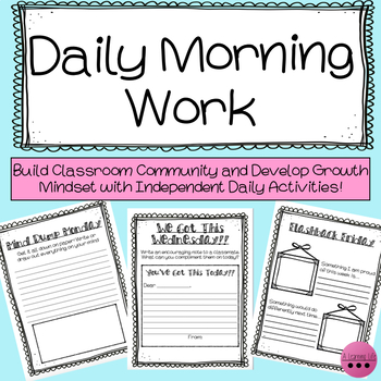 Preview of Daily Morning Work: Community, Growth Mindset and Mindfulness