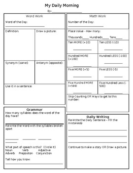 Preview of Daily Morning Work - ELA, Grammar, Math