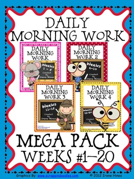 Preview of Morning Work For Second & Third Grade Weeks 1 - 20 Bundle Math & Language Arts