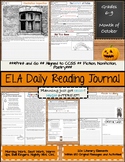 ELA Daily Reading Journal - October - Bell Ringers Morning Work