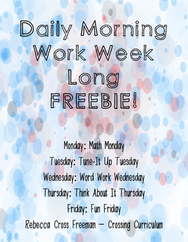 Daily Morning Work Week Long Freebie! by PinkPearls and Pencils