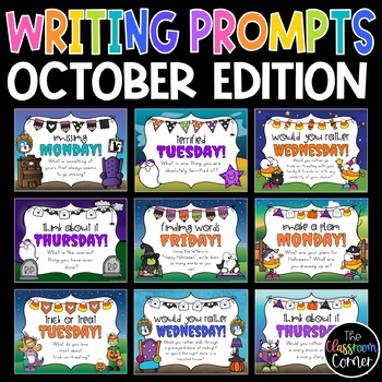Preview of Daily Morning Writing Prompts & Journals for October Digital & Print Pages