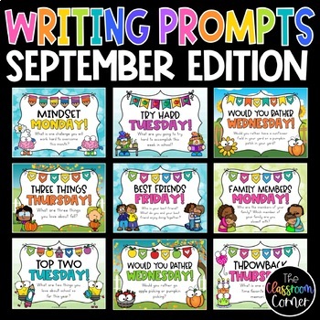 Preview of Daily Morning Writing Prompts & Journals for September Digital & Print Pages