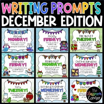 Preview of Daily Morning Writing Prompts and Journals for December