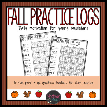 Preview of Daily Music Practice Charts: Fun fall graphical trackers for young musicians
