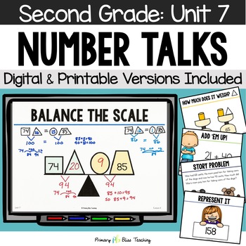 Preview of Second Grade  Number Talks Unit 7 for Building Number Sense and Mental Math