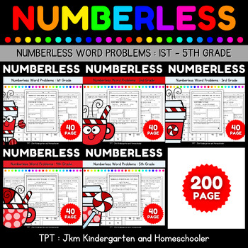 Preview of Daily Numberless Math multi-step Word Problem operation Problem-Solving Practice