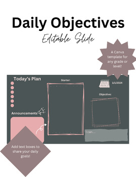 Preview of Daily Objective Slide