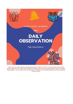 Preview of Daily Observation Form - High School