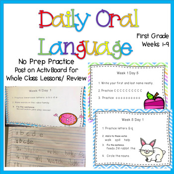 Preview of Daily Oral Language Weeks 1-9 No Prep - Paperless - Distance learning