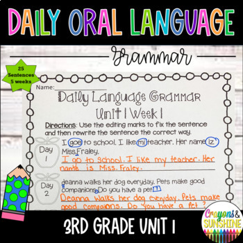 Preview of Daily Oral Language (DOL)3rd Unit 1 |Daily Grammar Practice|Grammar Worksheets