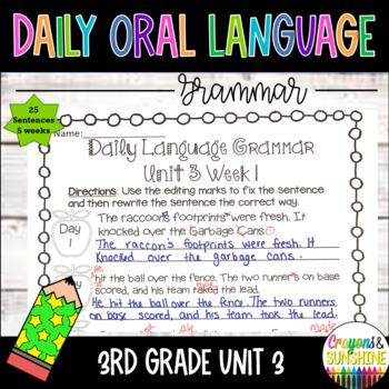 Preview of Daily Oral Language (DOL)3rd Unit 3 |Daily Grammar Practice|Grammar Worksheets