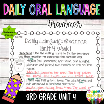 Preview of Daily Oral Language (DOL)3rd Unit 4 |Daily Grammar Practice| Grammar Worksheets